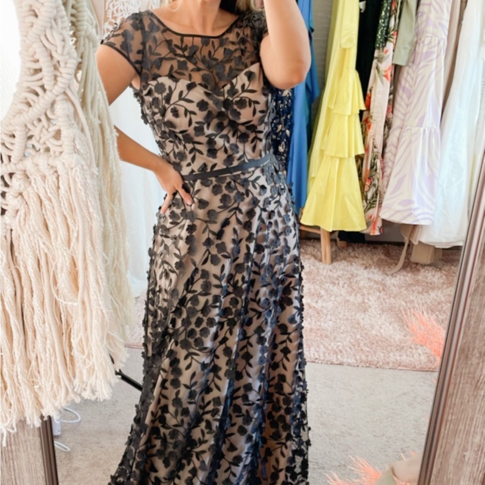 Never used black dress with floral details